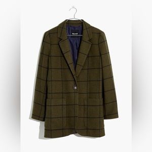 Madewell Larsen Windowpane Blazer, color Moss, XS